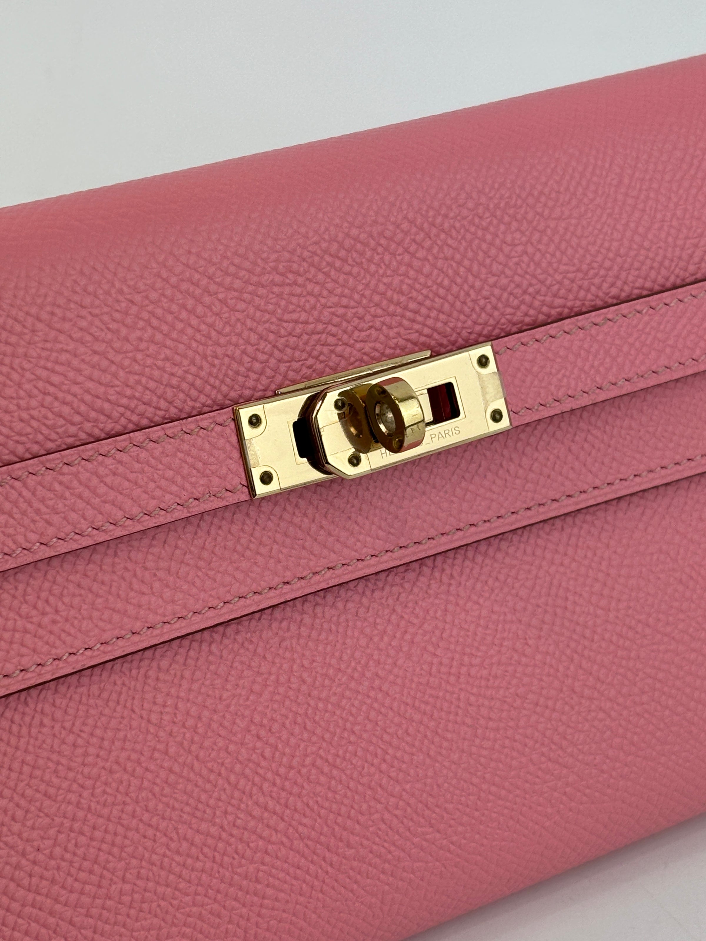 Kelly Long Wallet Epsom Calf Leather Rose Confetti Pink GHW