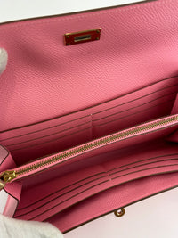 Kelly Long Wallet Epsom Calf Leather Rose Confetti Pink GHW
