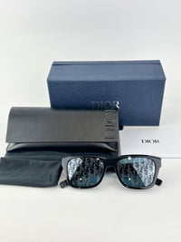 DiorSymbol S1I Bold Rectangular Sunglasses (Black Acetate / Silver-Tone Signature Hardware)