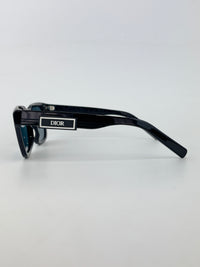 DiorSymbol S1I Bold Rectangular Sunglasses (Black Acetate / Silver-Tone Signature Hardware)