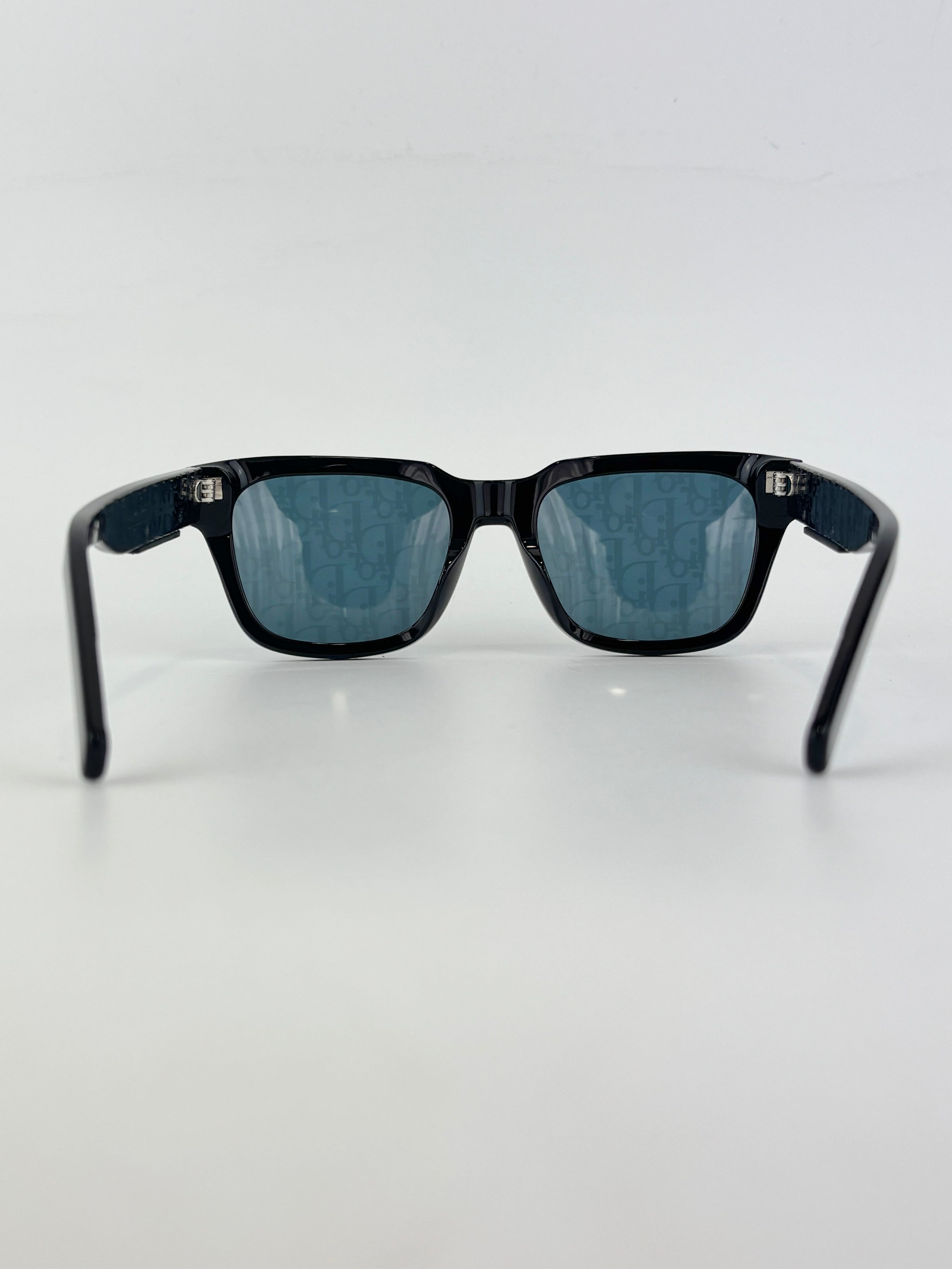 DiorSymbol S1I Bold Rectangular Sunglasses (Black Acetate / Silver-Tone Signature Hardware)