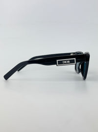 DiorSymbol S1I Bold Rectangular Sunglasses (Black Acetate / Silver-Tone Signature Hardware)