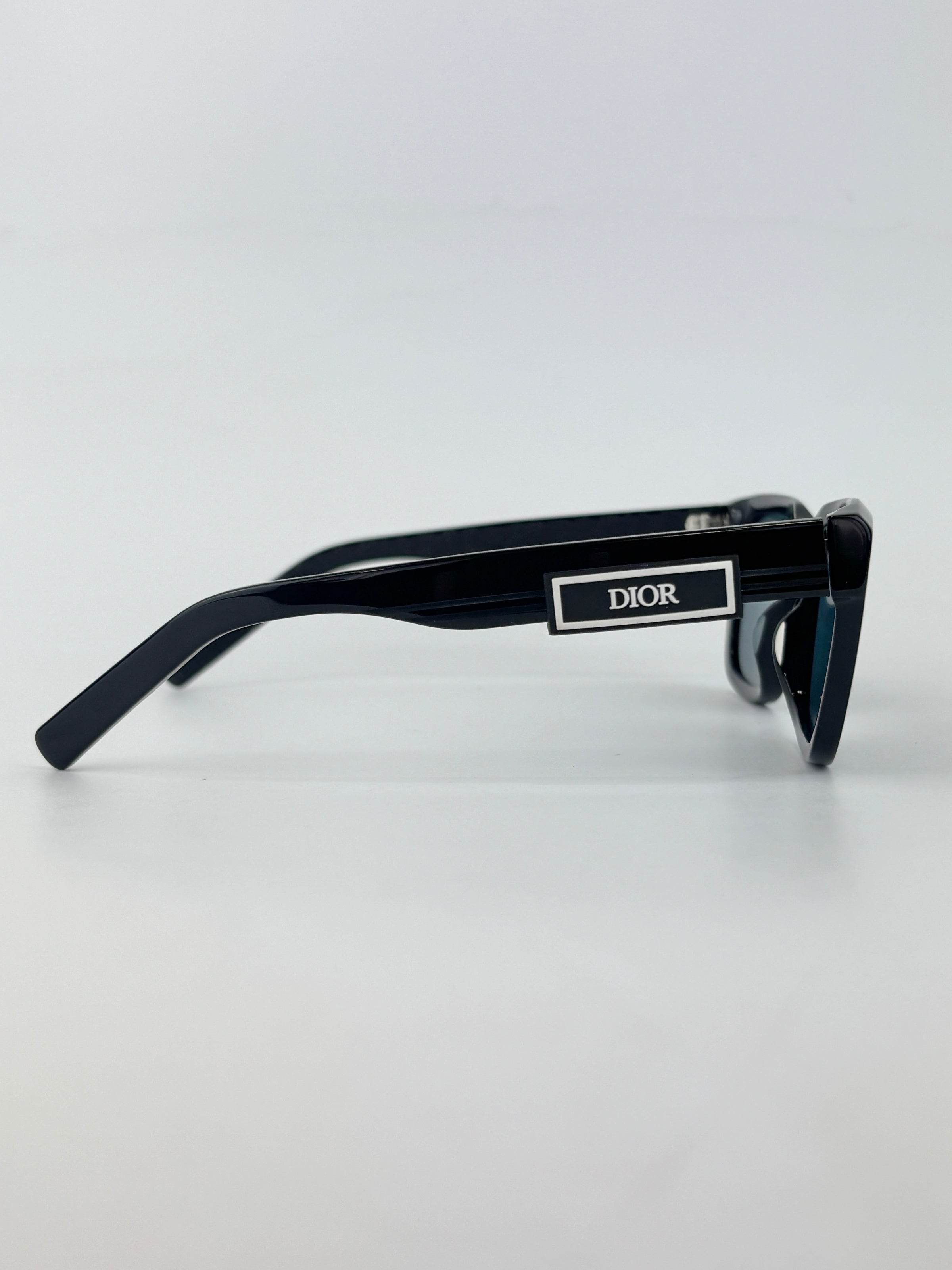 DiorSymbol S1I Bold Rectangular Sunglasses (Black Acetate / Silver-Tone Signature Hardware)