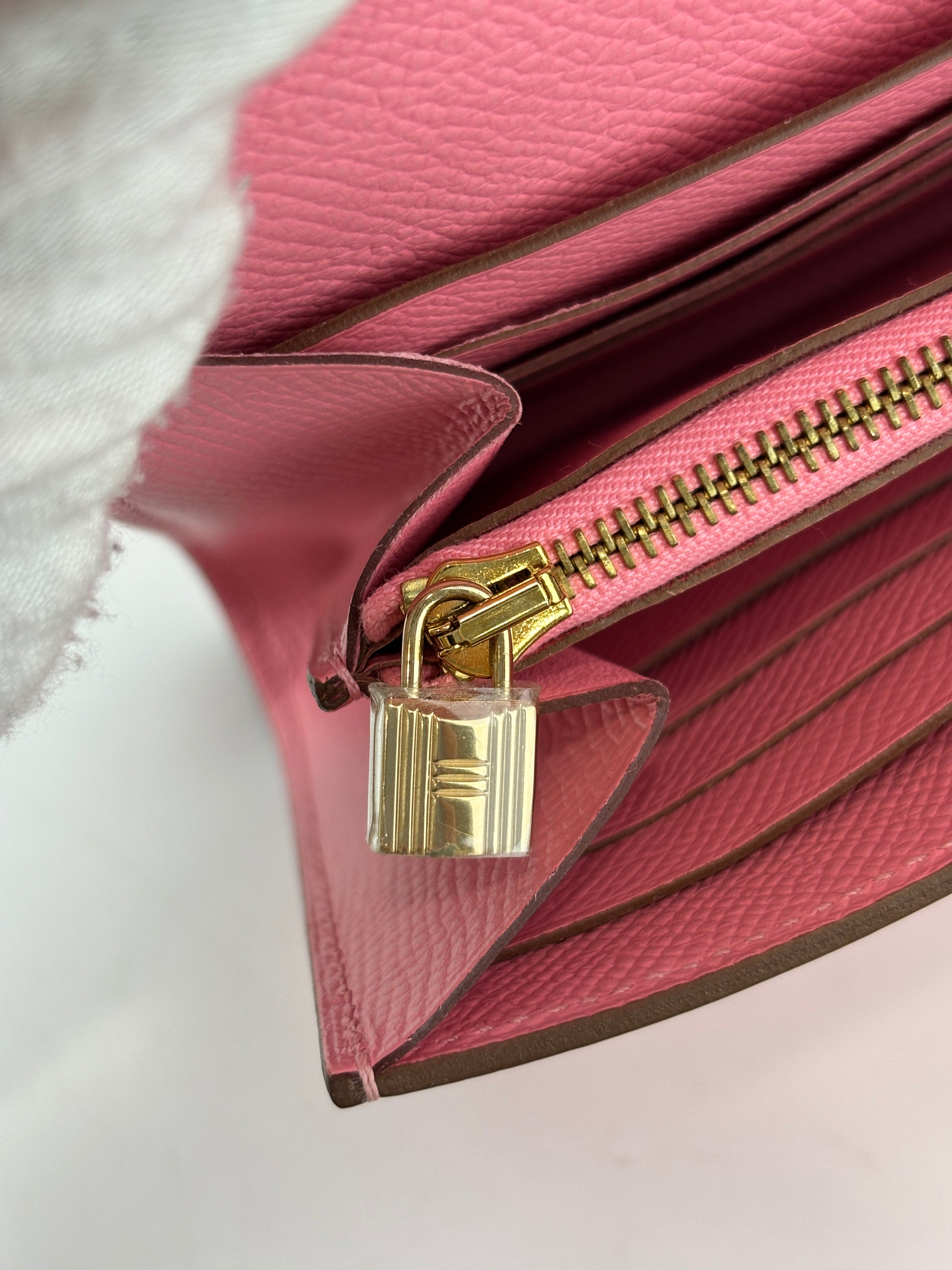 Kelly Long Wallet Epsom Calf Leather Rose Confetti Pink GHW