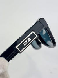 DiorSymbol S1I Bold Rectangular Sunglasses (Black Acetate / Silver-Tone Signature Hardware)