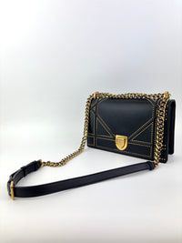 Lambskin Studded Medium Diorama Flap Bag Black