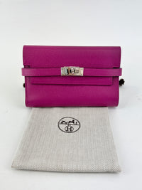 Kelly Wallet Medium Epsom Rose Pourpre PHW