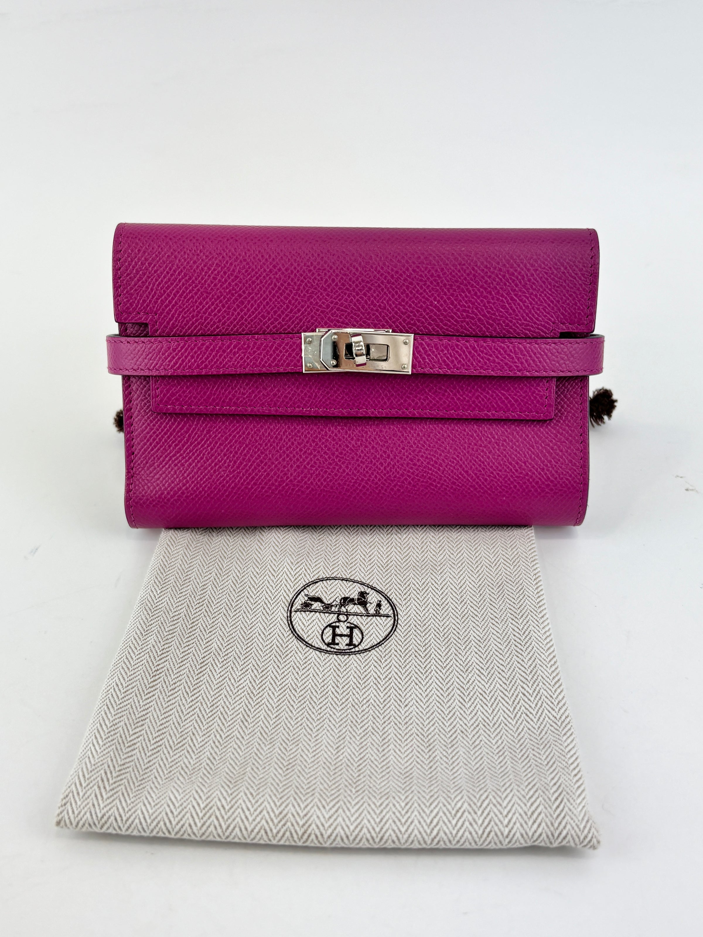 Kelly Wallet Medium Epsom Rose Pourpre PHW