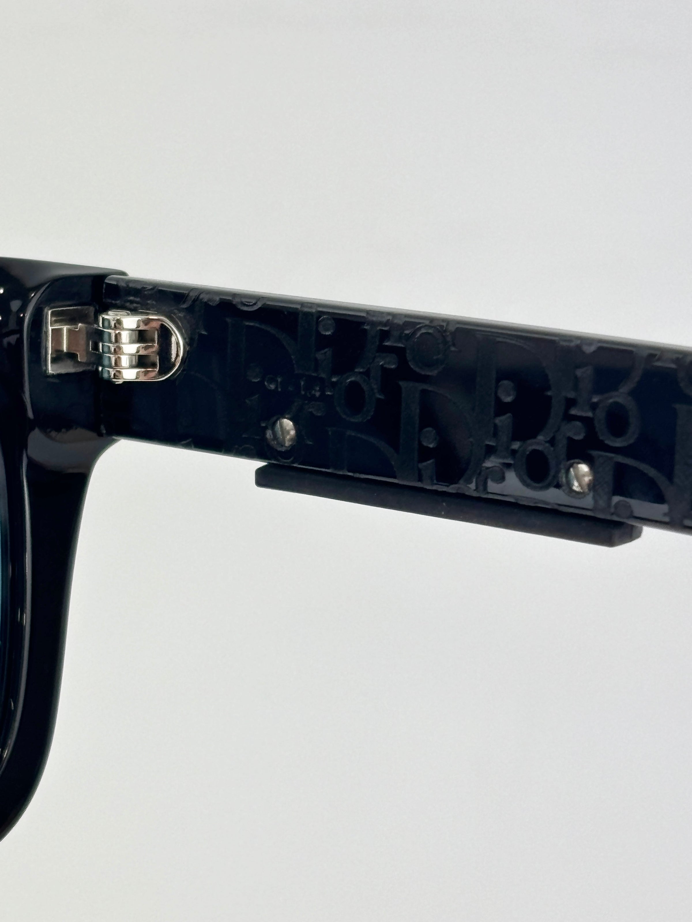 DiorSymbol S1I Bold Rectangular Sunglasses (Black Acetate / Silver-Tone Signature Hardware)