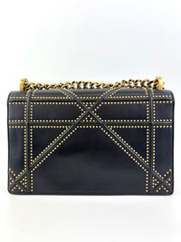Lambskin Studded Medium Diorama Flap Bag Black