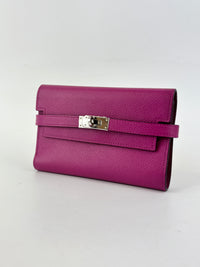 Kelly Wallet Medium Epsom Rose Pourpre PHW