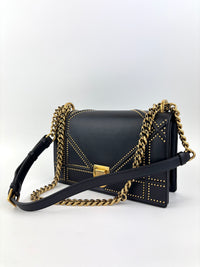 Lambskin Studded Medium Diorama Flap Bag Black
