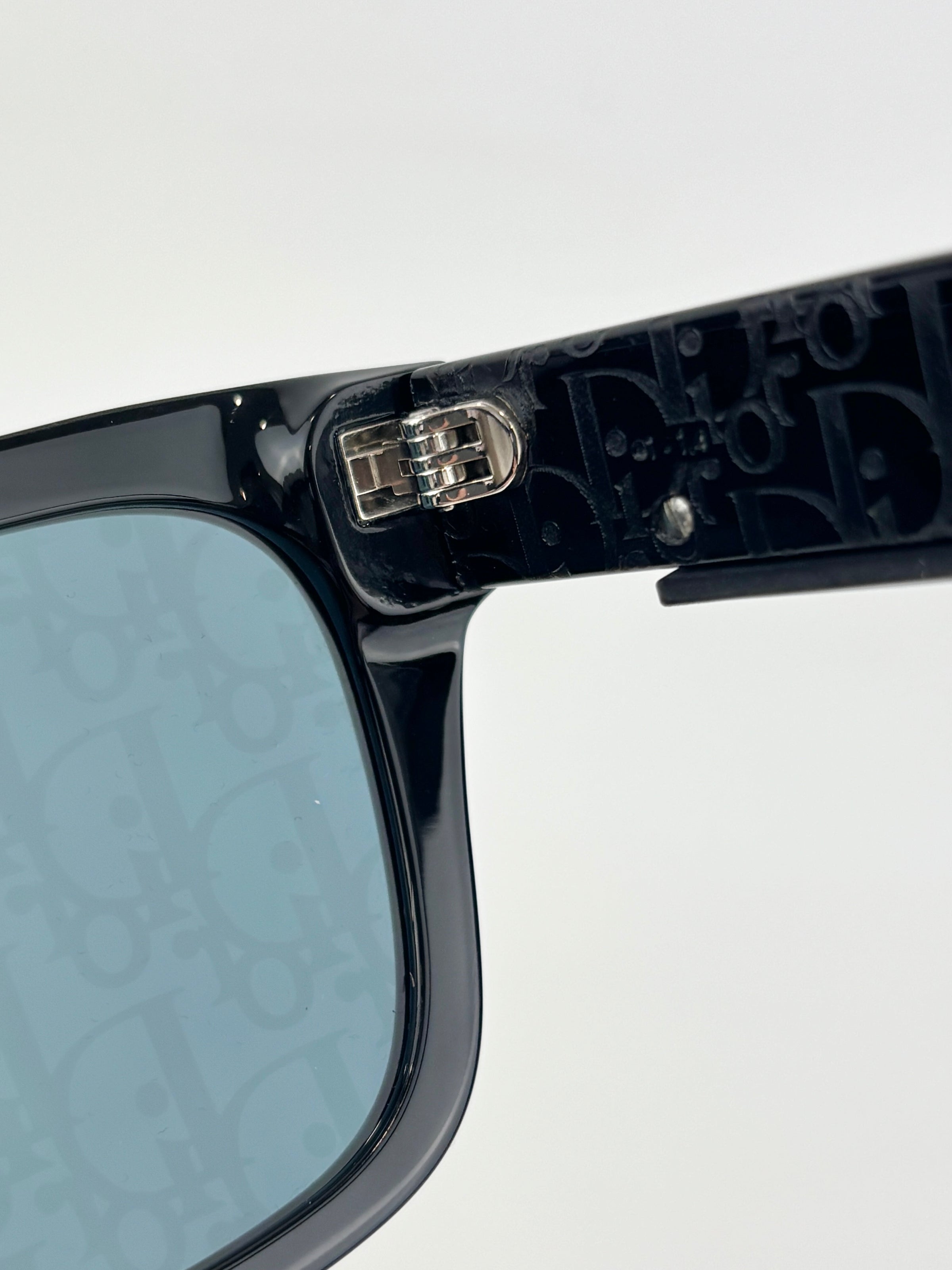 DiorSymbol S1I Bold Rectangular Sunglasses (Black Acetate / Silver-Tone Signature Hardware)