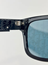 DiorSymbol S1I Bold Rectangular Sunglasses (Black Acetate / Silver-Tone Signature Hardware)