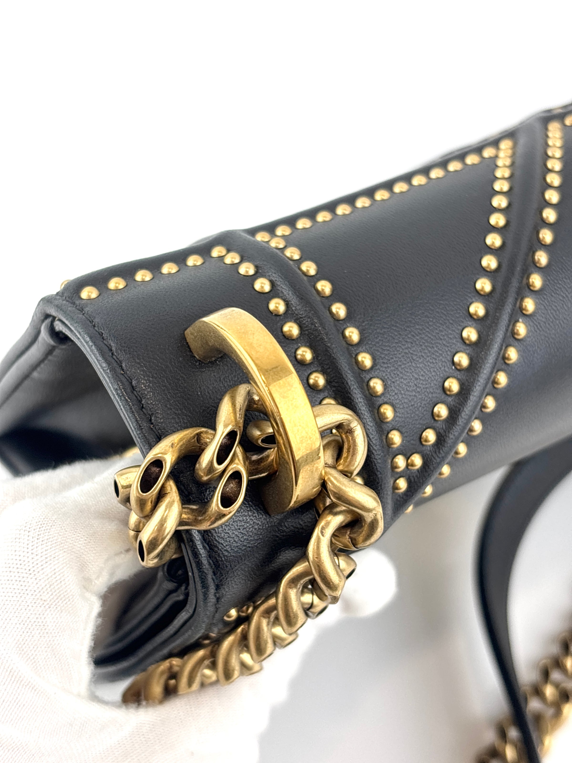 Lambskin Studded Medium Diorama Flap Bag Black