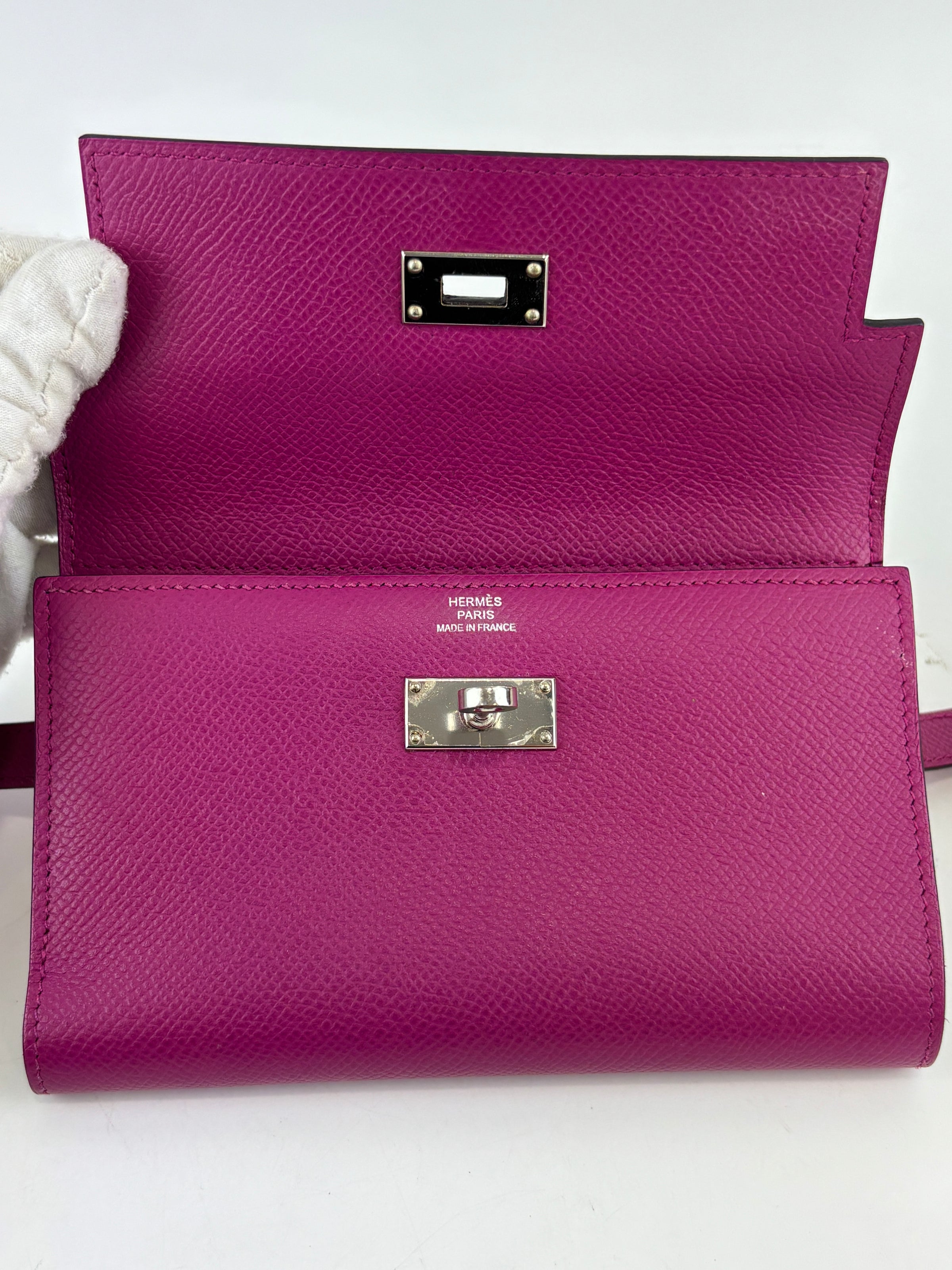 Kelly Wallet Medium Epsom Rose Pourpre PHW