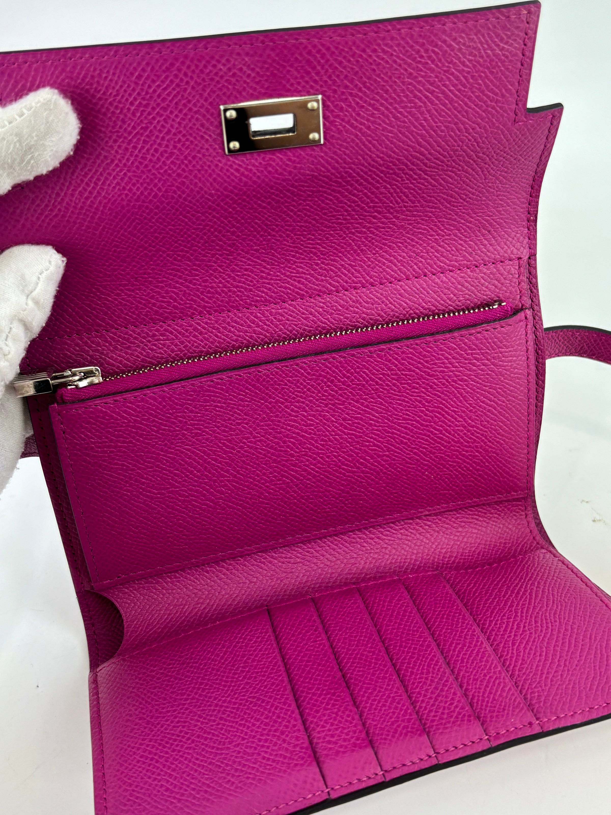 Kelly Wallet Medium Epsom Rose Pourpre PHW