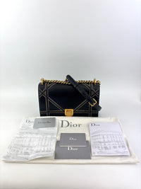 Lambskin Studded Medium Diorama Flap Bag Black