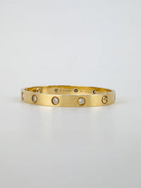 10 Diamond Love Bracelet 18K Yellow Gold Size 16