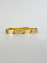 10 Diamond Love Bracelet 18K Yellow Gold Size 16