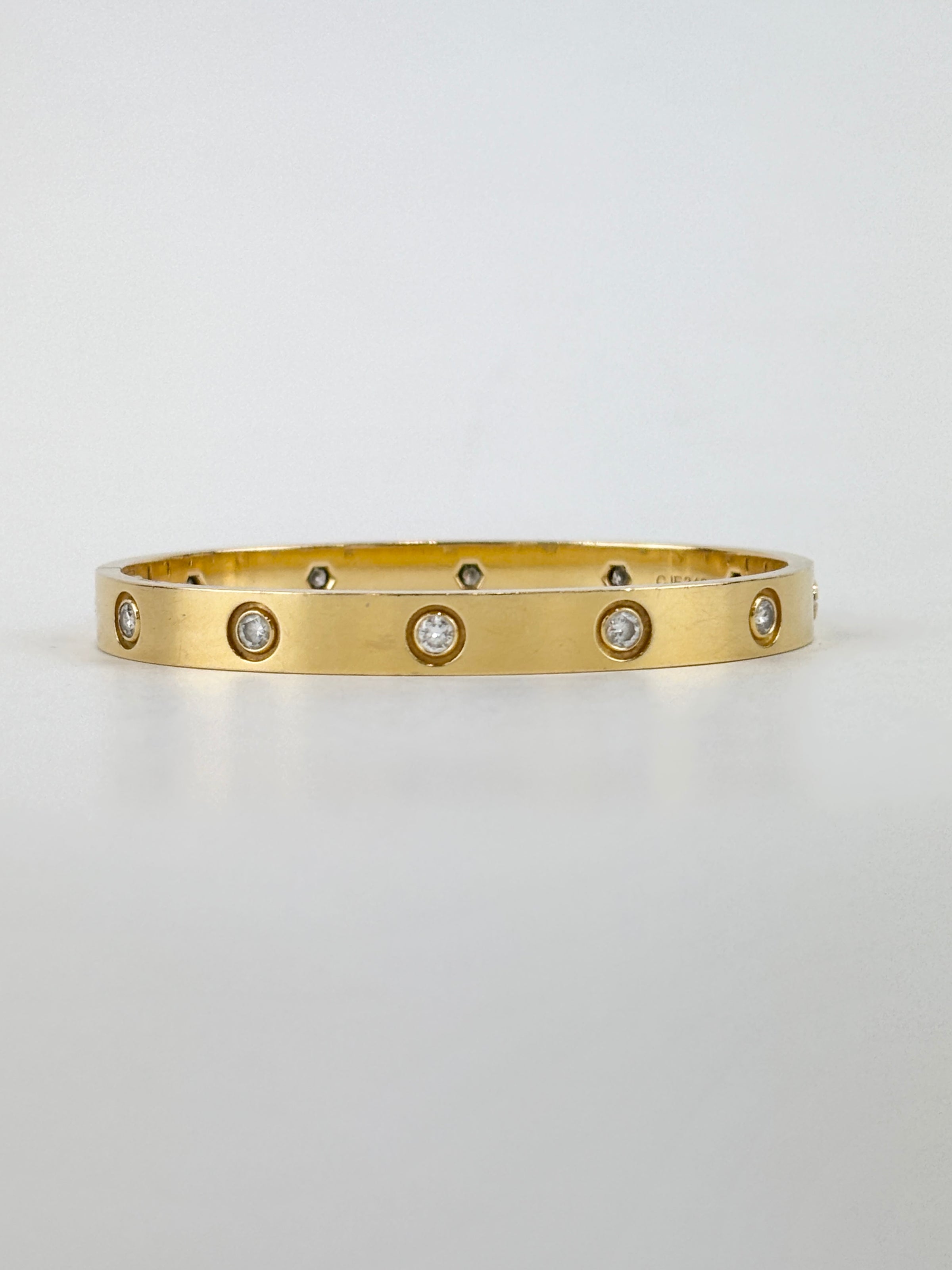 10 Diamond Love Bracelet 18K Yellow Gold Size 16