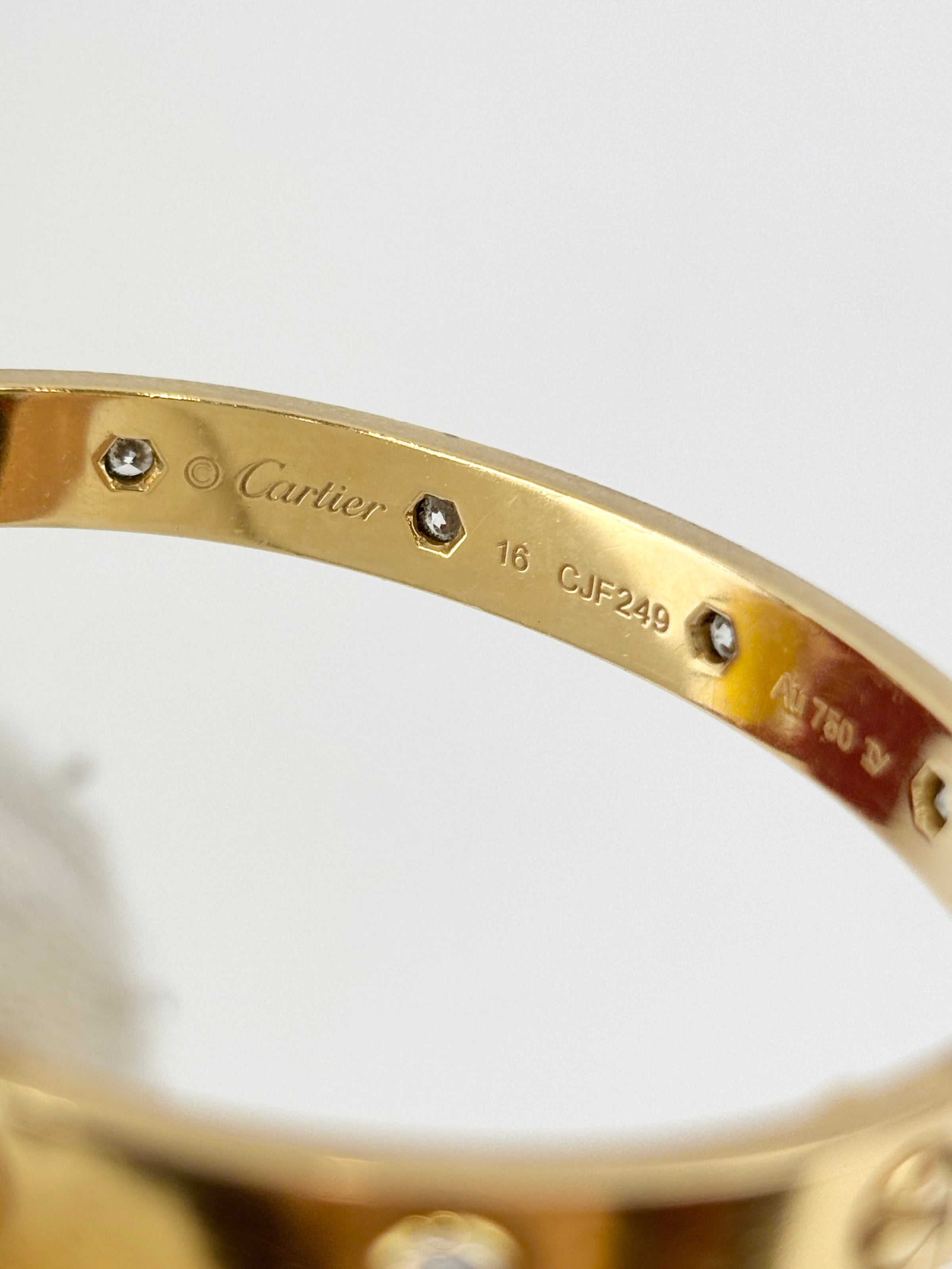 10 Diamond Love Bracelet 18K Yellow Gold Size 16