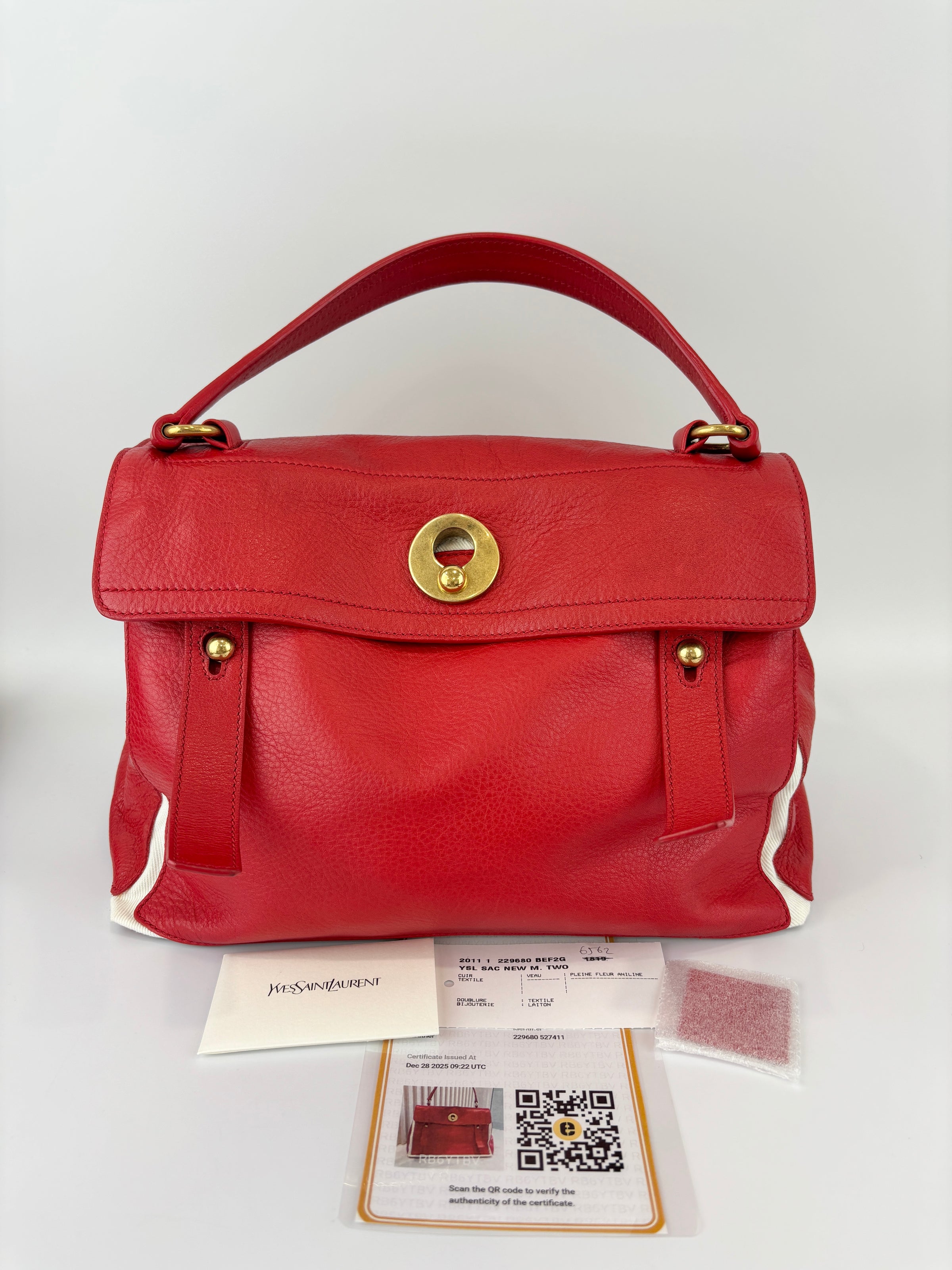 Muse Two Top Handle Bag in Red GHW