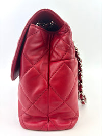 Red Quilted Calfskin Leather In-the-Business Flap Bag SHW
