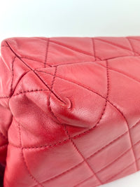 Red Quilted Calfskin Leather In-the-Business Flap Bag SHW