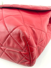 Red Quilted Calfskin Leather In-the-Business Flap Bag SHW