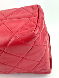 Red Quilted Calfskin Leather In-the-Business Flap Bag SHW