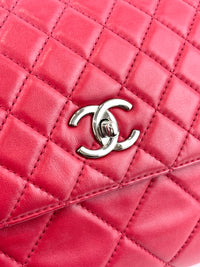 Red Quilted Calfskin Leather In-the-Business Flap Bag SHW