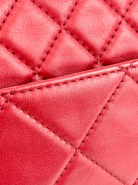 Red Quilted Calfskin Leather In-the-Business Flap Bag SHW