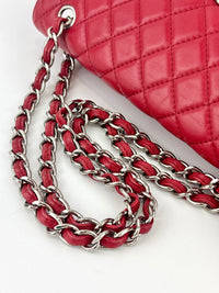 Red Quilted Calfskin Leather In-the-Business Flap Bag SHW