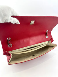 Red Quilted Calfskin Leather In-the-Business Flap Bag SHW