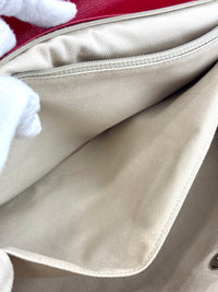 Red Quilted Calfskin Leather In-the-Business Flap Bag SHW