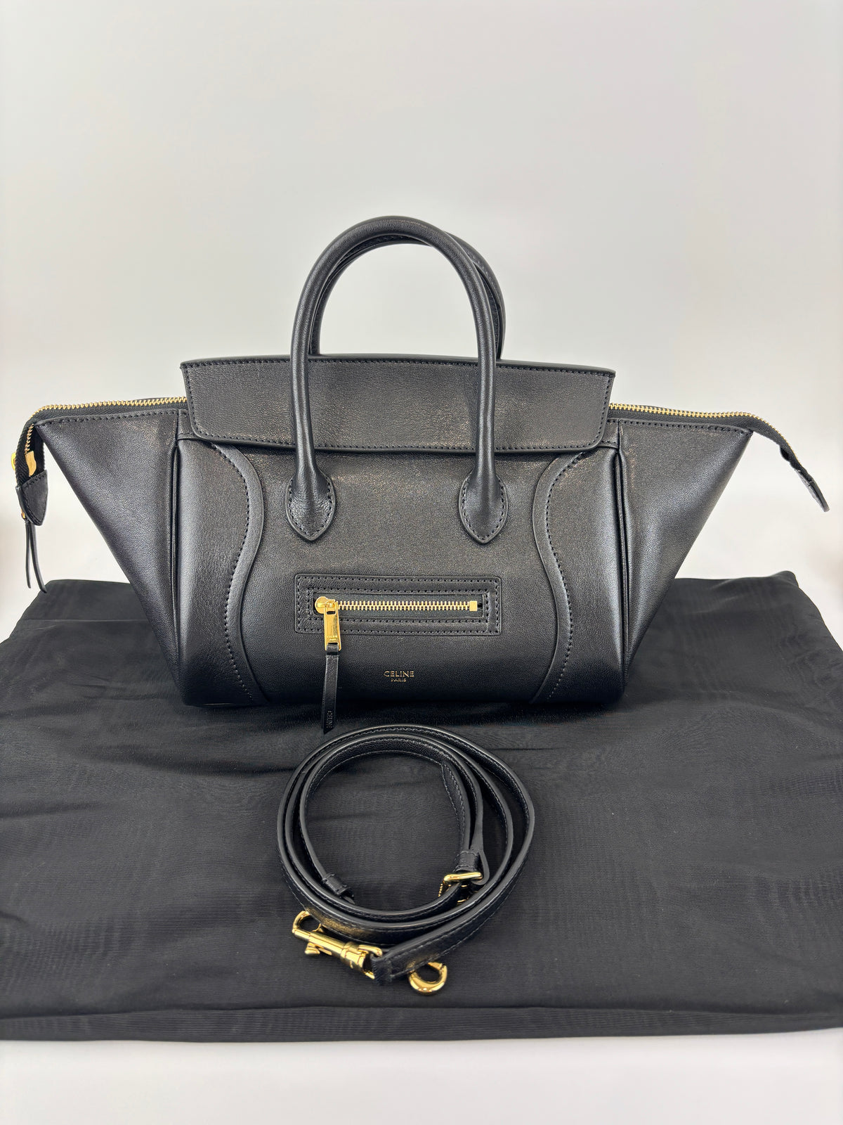 Little Luggage in Black Supple Shiny Lambskin