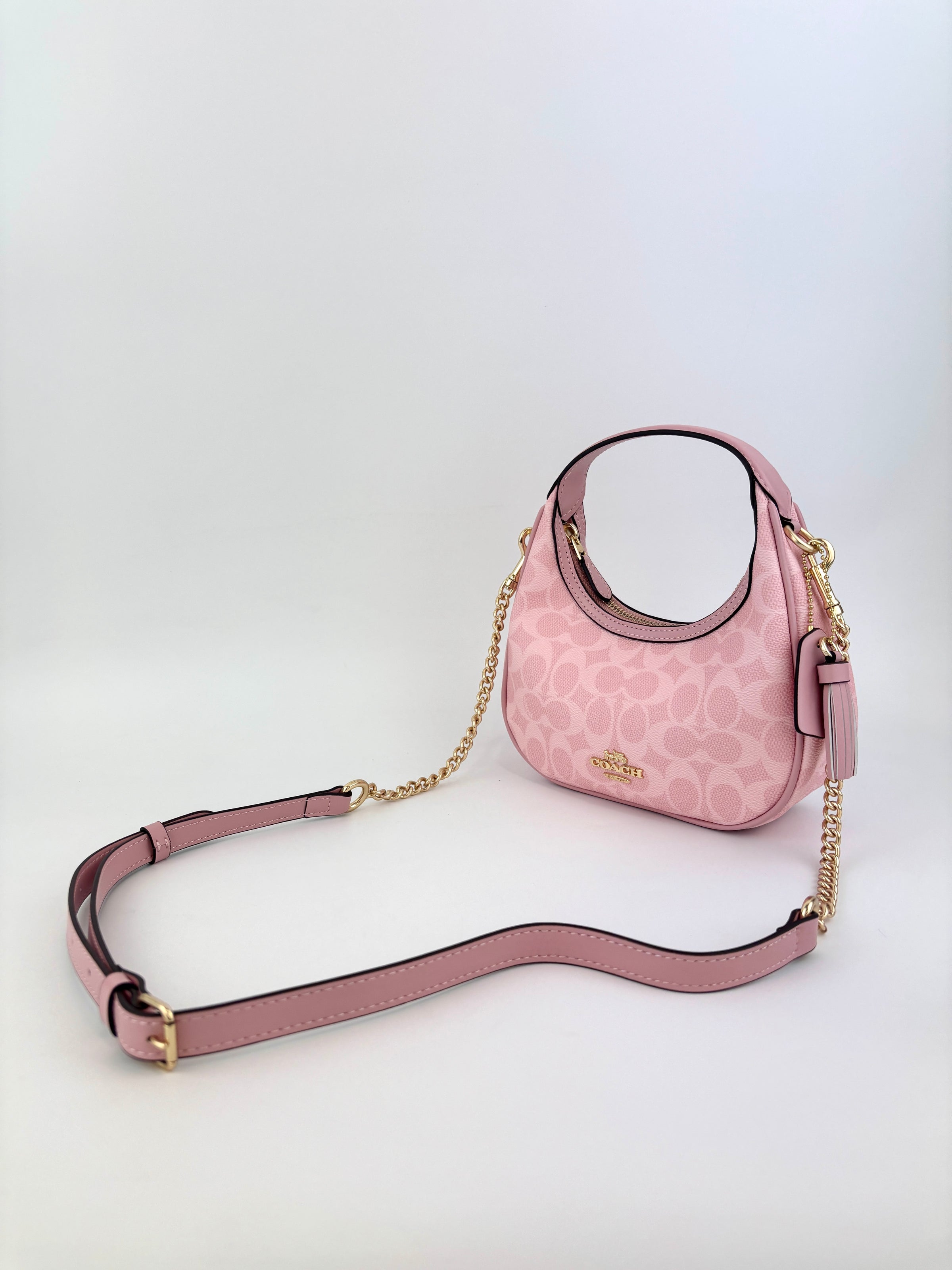 Pink Carmen Mini Crossbody Bag In Signature Canvas CAM83 - Glampot