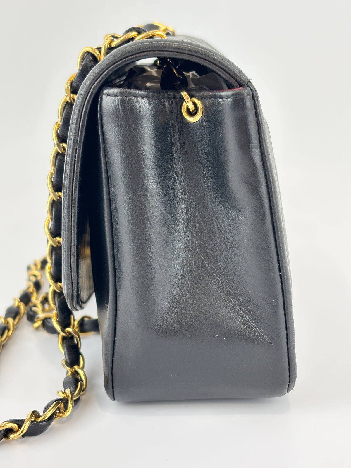 Vintage Small Diana Flap Bag Black Quilted Lambskin 24K GHW