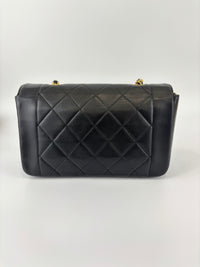 Vintage Small Diana Flap Bag Black Quilted Lambskin 24K GHW