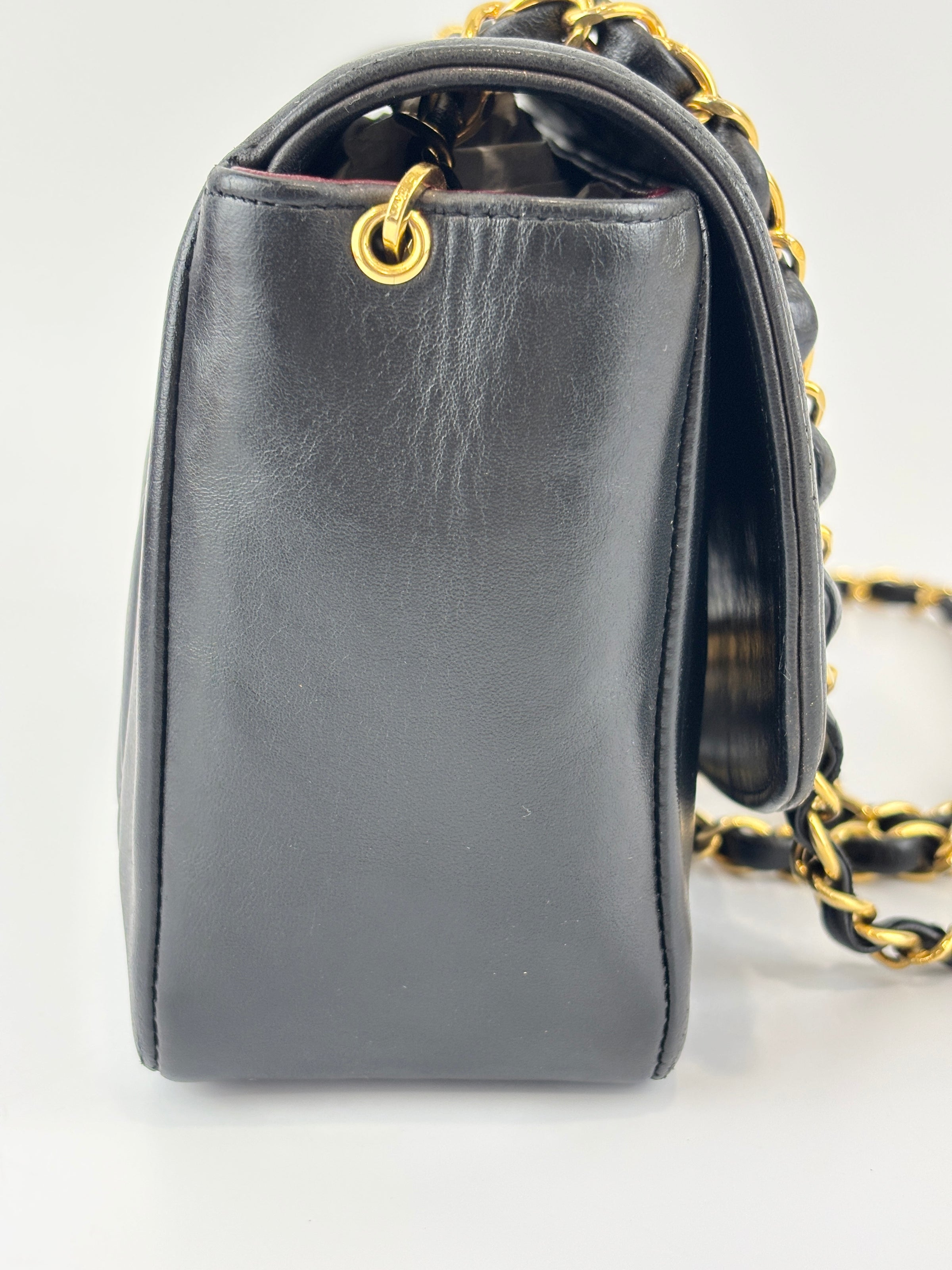 Vintage Small Diana Flap Bag Black Quilted Lambskin 24K GHW