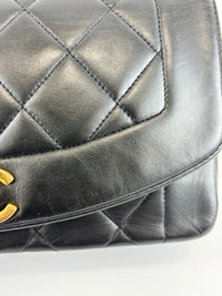 Vintage Small Diana Flap Bag Black Quilted Lambskin 24K GHW