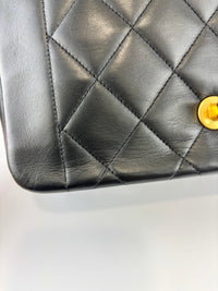 Vintage Small Diana Flap Bag Black Quilted Lambskin 24K GHW