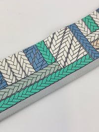 Tresses H Silk Twilly in Bleu Jean/ Gris Perle/ Vert