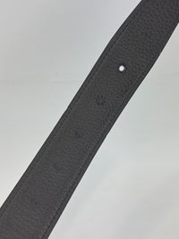 32mm H Brushed Palladium Belt Buckle & Etain Togo / Black Box 135 Reversible Leather Strap Size 90