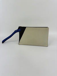 Togo Cabavertige 24 Pouch Noir, Gris Perle & Bleu Electrique