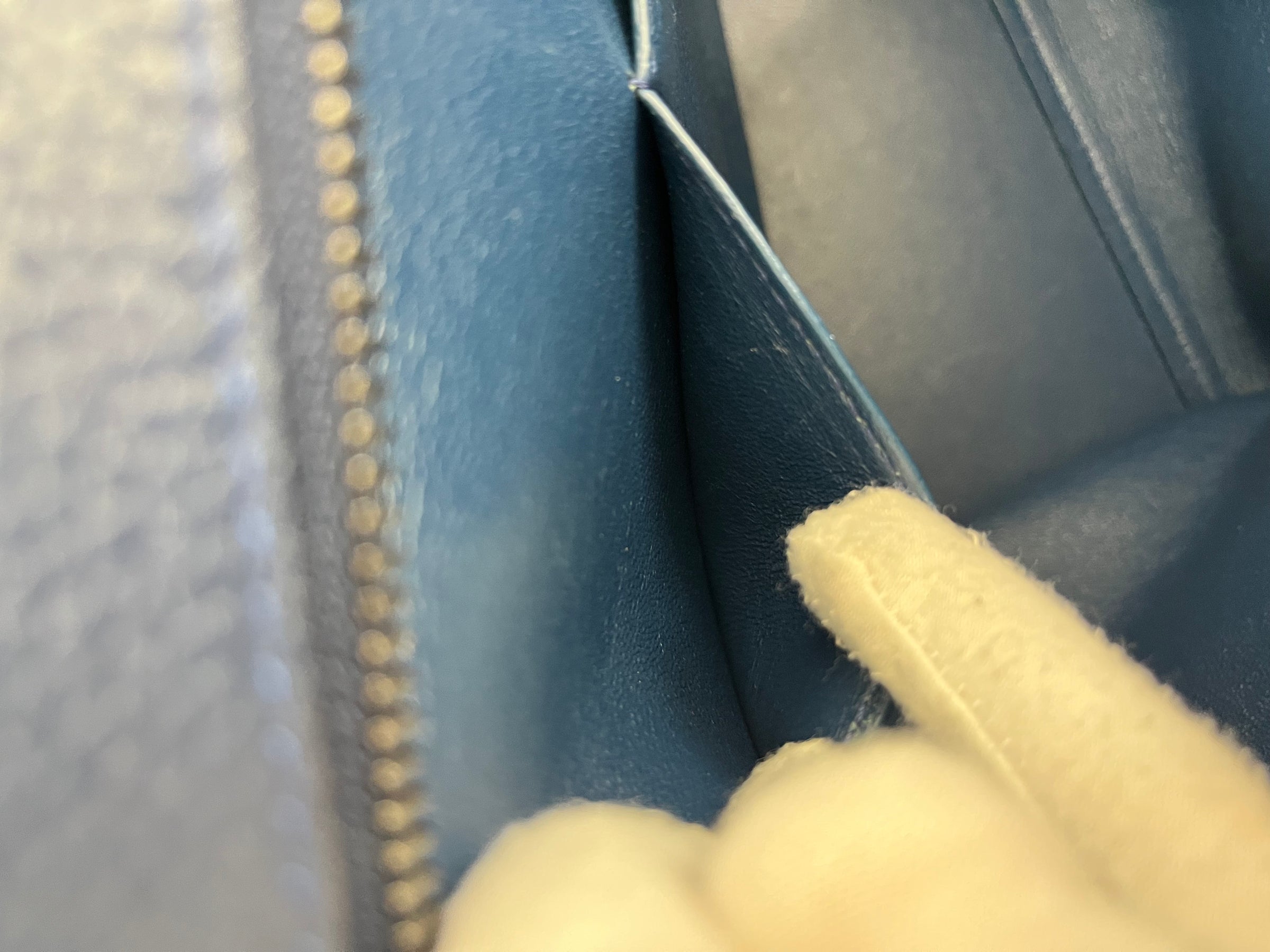 Blue Pebbled Leather Suede Medium Trapeze Bag