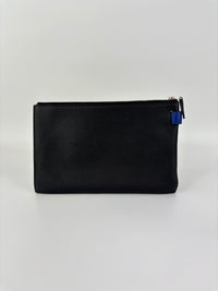 Togo Cabavertige 24 Pouch Noir, Gris Perle & Bleu Electrique