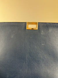 Blue Pebbled Leather Suede Medium Trapeze Bag