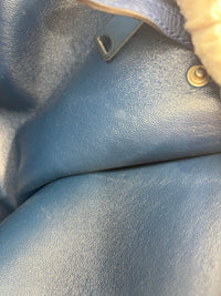 Blue Pebbled Leather Suede Medium Trapeze Bag